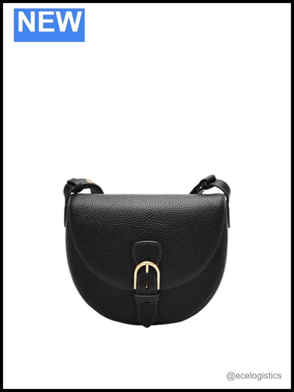 Genuine Leather Flap Crossbody Saddle Bag with Convertible Strap